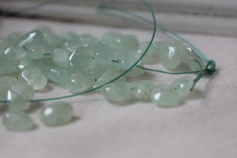 Gemstone drilled Half Strand of Prehnite Beads P1124