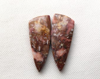 Rose Garden Jasper Cabochon Pair Gemstone