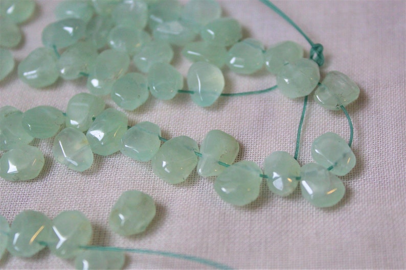 Gemstone drilled Half Strand of Prehnite Beads P1124
