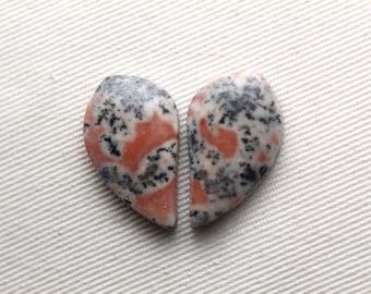 Small Dendritic Jasper Cabochon Pair Gemstone pink
