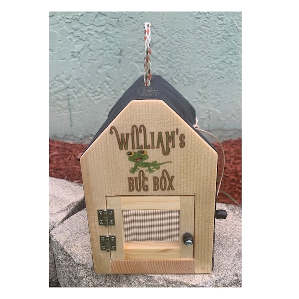 Wooden Lizard or Bug Box - Critter Cage - Insect Carrier - Customized with Child's Name