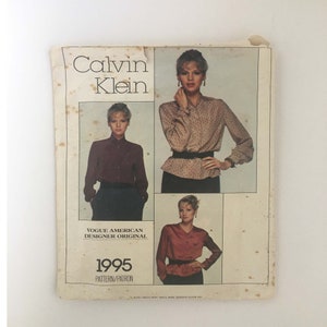 Vintage Vogue 1995 Calvin Klein Designer Original Blouse Pattern Size 14 (1978)