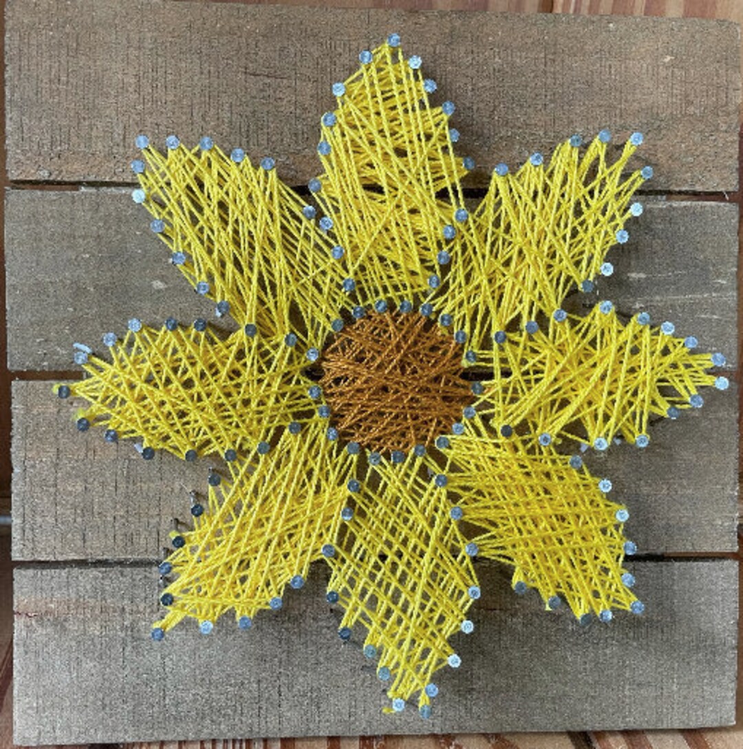 Sunflower Wooden String Art Decor Etsy