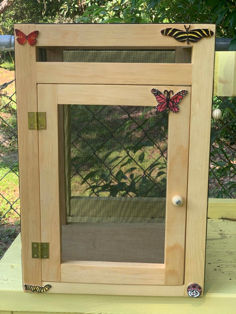 Monarch Butterfly Standard Wood-frame Enclosure & Screenroom Habitat with Illustrated 56-page Book | Pollinator Incubator | Flight Cage image 3