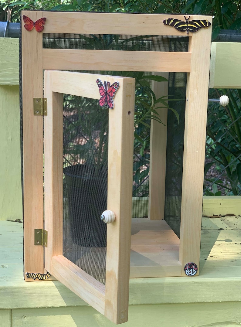 Monarch Butterfly Standard Wood-frame Enclosure & Screenroom Habitat with Illustrated 56-page Book | Pollinator Incubator | Flight Cage image 2