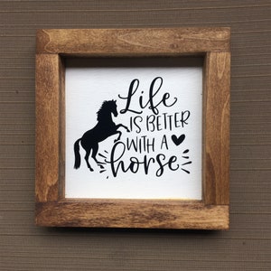 Life Is Better With A Horse Rustic Farmhouse Sign Kitchen Decor Tabletop Frame