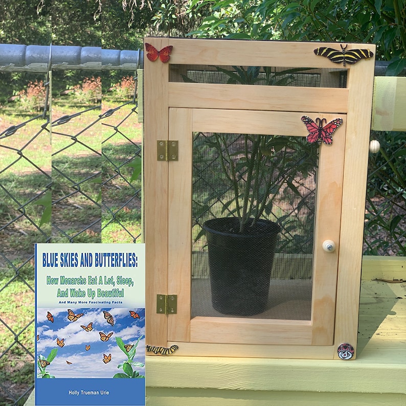 Monarch Butterfly Standard Wood-frame Enclosure & Screenroom Habitat with Illustrated 56-page Book | Pollinator Incubator | Flight Cage image 1