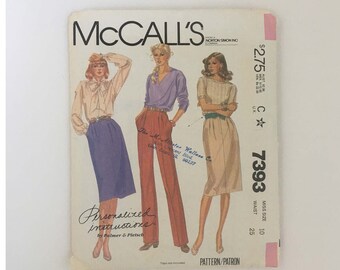 Misses Falda plisada y pantalones McCalls 7393 Vintage Pattern Size 10 1981