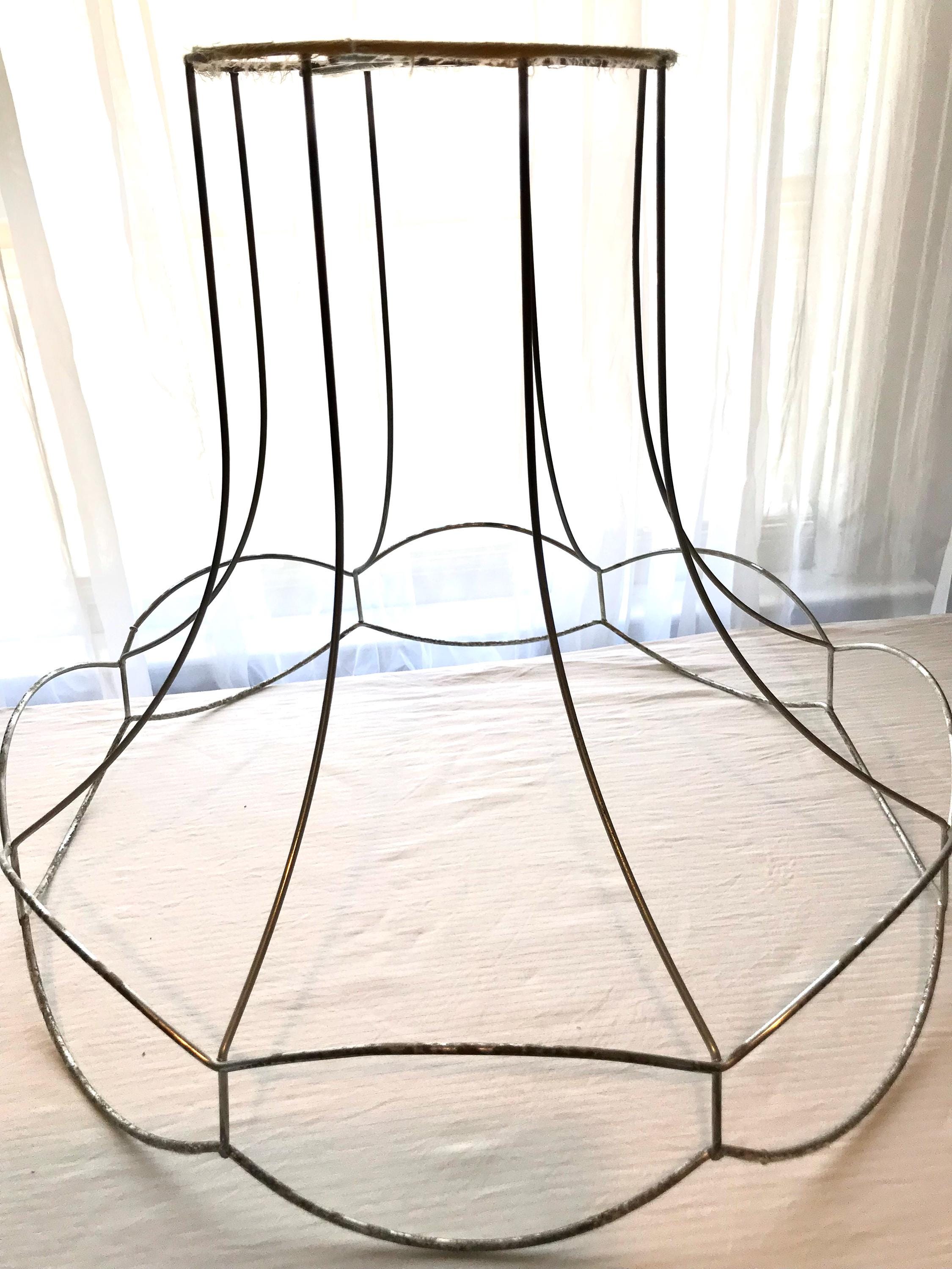 EXCEART Wire Lampshade Frame – Vintage Wrought Iron Stand For DIY Table Lamps, Ceiling Lights & Chandeliers (8.65x8.65x7 Inch)