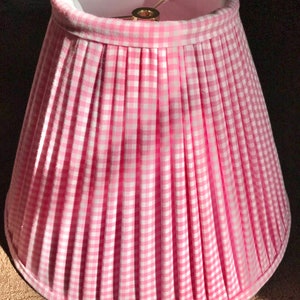 Lamp Shade - Hand Sewn - Soft Lined - Pleated Gingham Fabric Covered