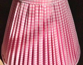 Lamp Shade - Hand Sewn - Soft Lined - Pleated Gingham Fabric Covered