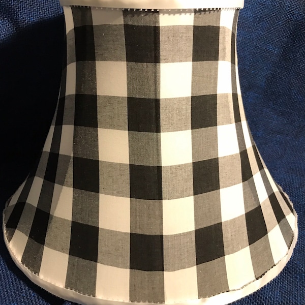 Hand Sewn - Soft Fabric Lined  - Checkered 100% Cotton - Lamp Shade - *More  Fabric Color Options Available*