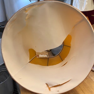 Before and After Lamp Shade Lining Repair Example