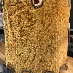 Lamp Shade - Before and After - Vintage - Bespoke - Velour Fabric - Hand Sewn