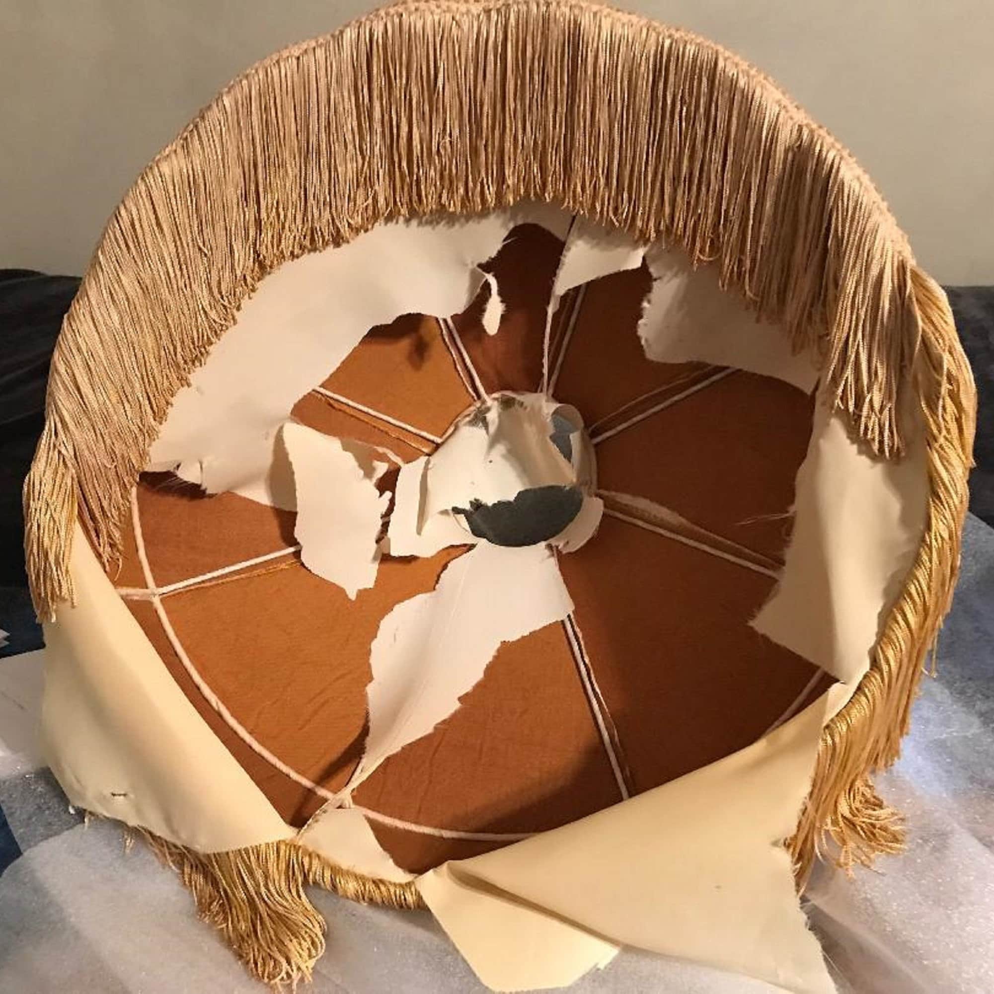 Custom Lamp Shade Lining Repair Before and After Results of Various