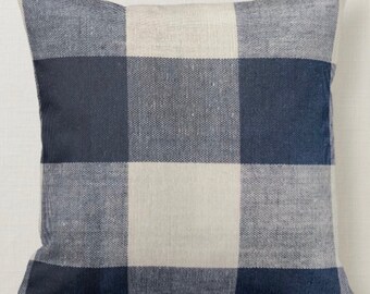 Throw Pillow - Blue and white Checks- More Fabric Options Available