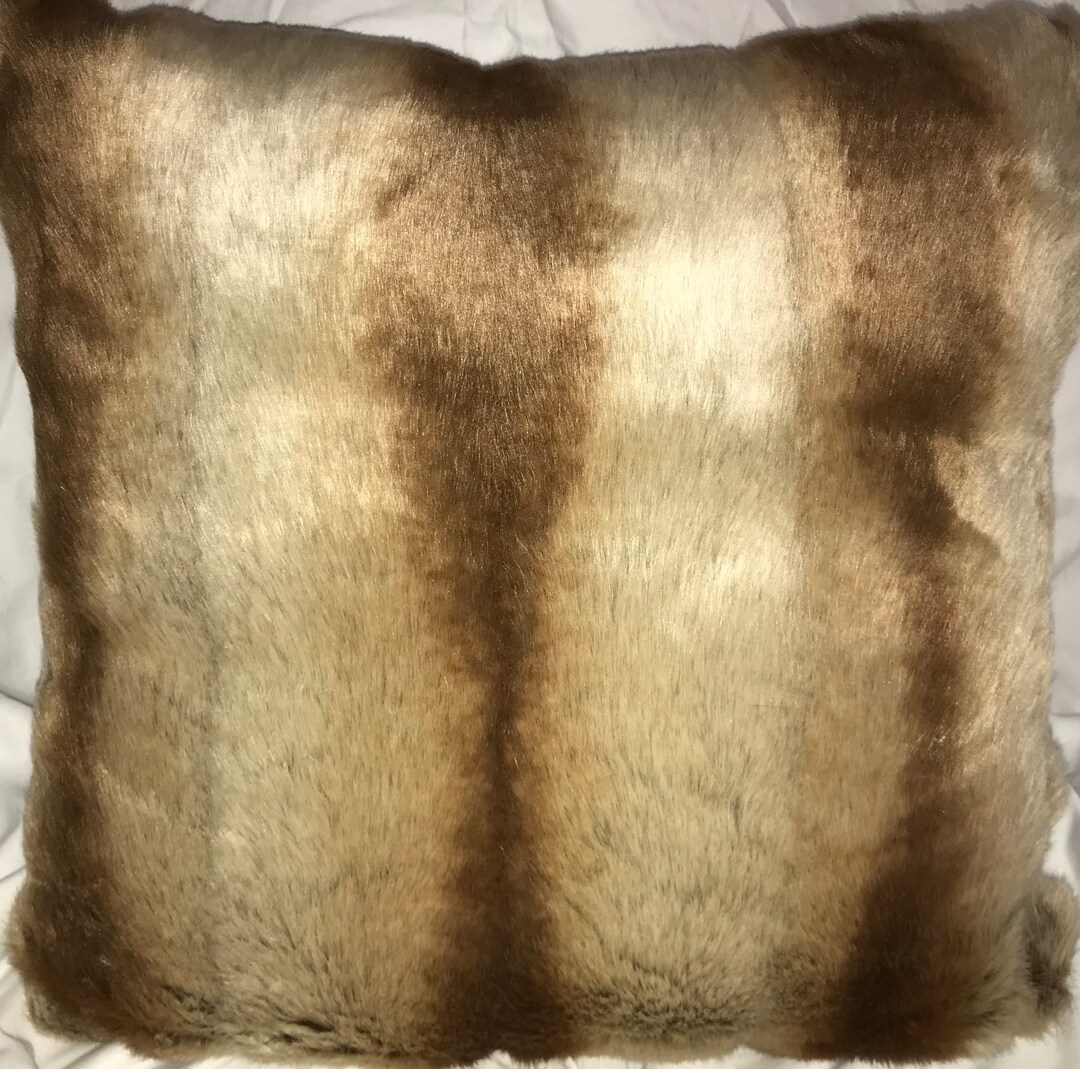 Throw Pillow Faux Fur Brown Tan Decorative Etsy