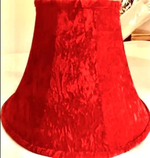 Lamp Shade - Hand Sewn - Sturdy Metal Frame - Red Velve