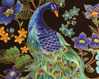 Pantalla de lámpara - Cosida a mano - Temática de pavo real