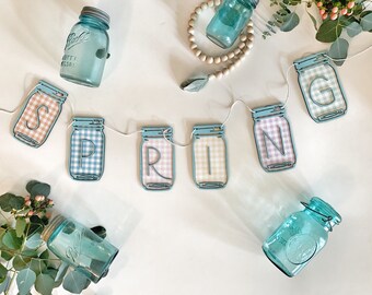 French Style Banner Garland-Shabby Chic Mason Jar Banner Paper Rose Banner-Window Decor