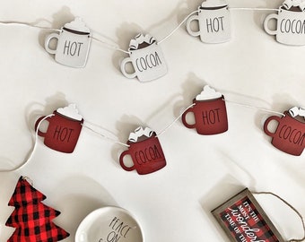 Hot Cocoa Wood Mug Banner , Wood Banner , Mug Banner