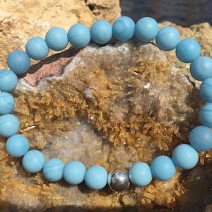 Pulseira &quot;vidro marinho&quot; em azul pó fosco e prata esterlina