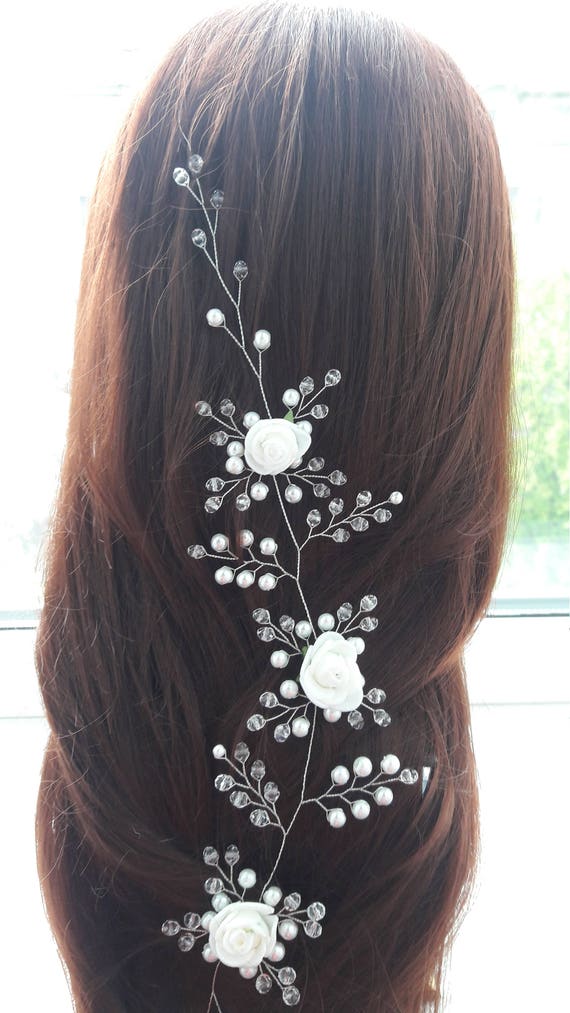 Bridal hair vine.floral hair vine.hair vine wedding.flower Etsy