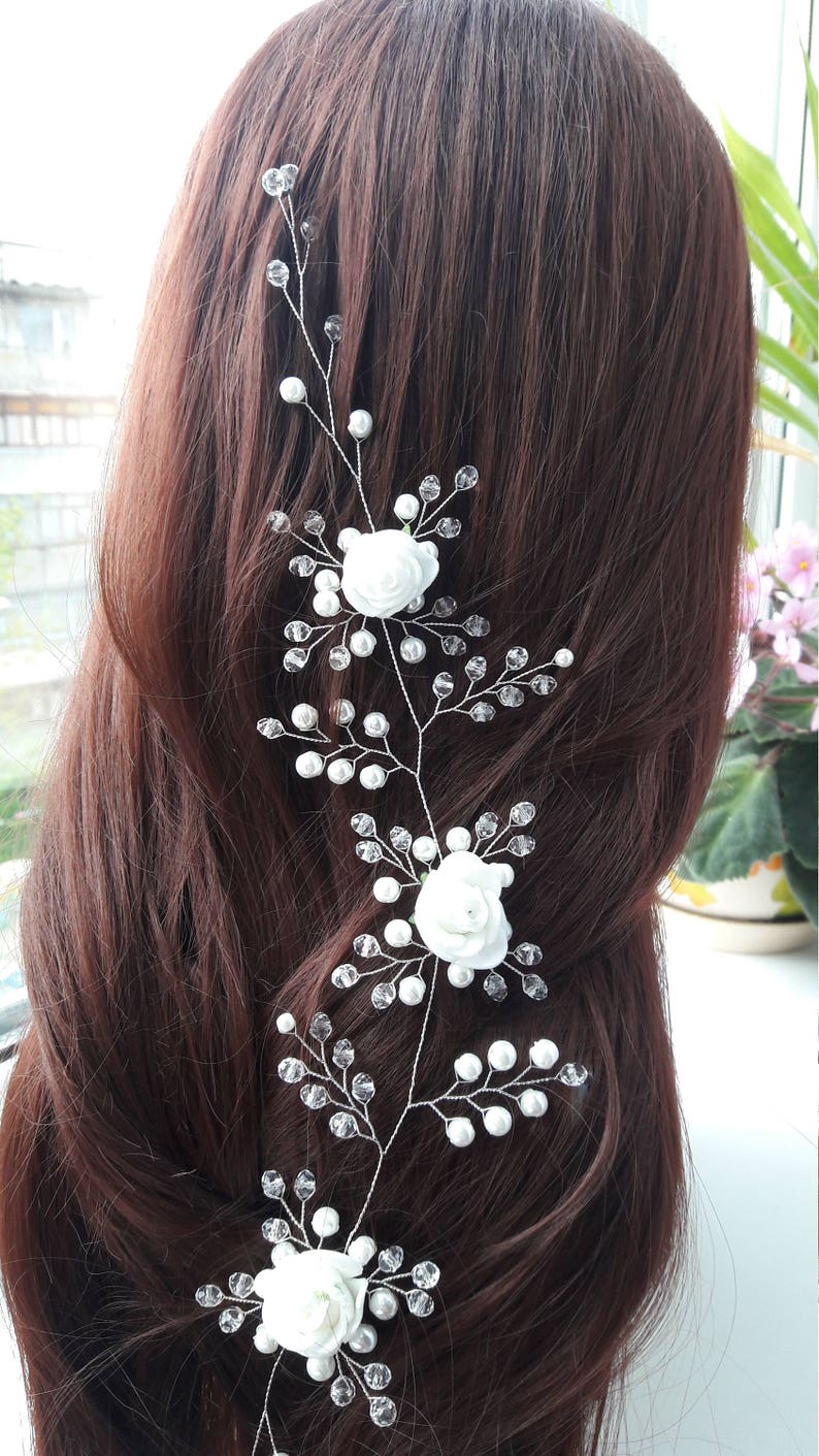 Bridal hair vine.floral hair vine.hair vine wedding.flower Etsy