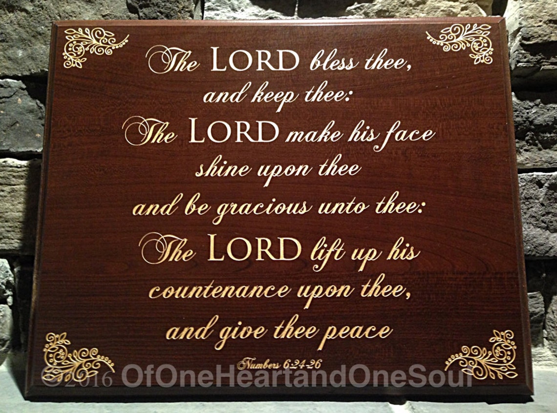 The Lord Bless Thee and Keep Thee Wall Plaque Christian Wall Etsy