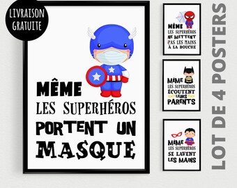 Poster Meme Les Superheros Deco Chambre Par Postersmadeinfrance