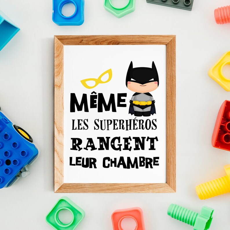 Poster Citation En Francais Deco Pour Enfant Avec Super Hero Etsy