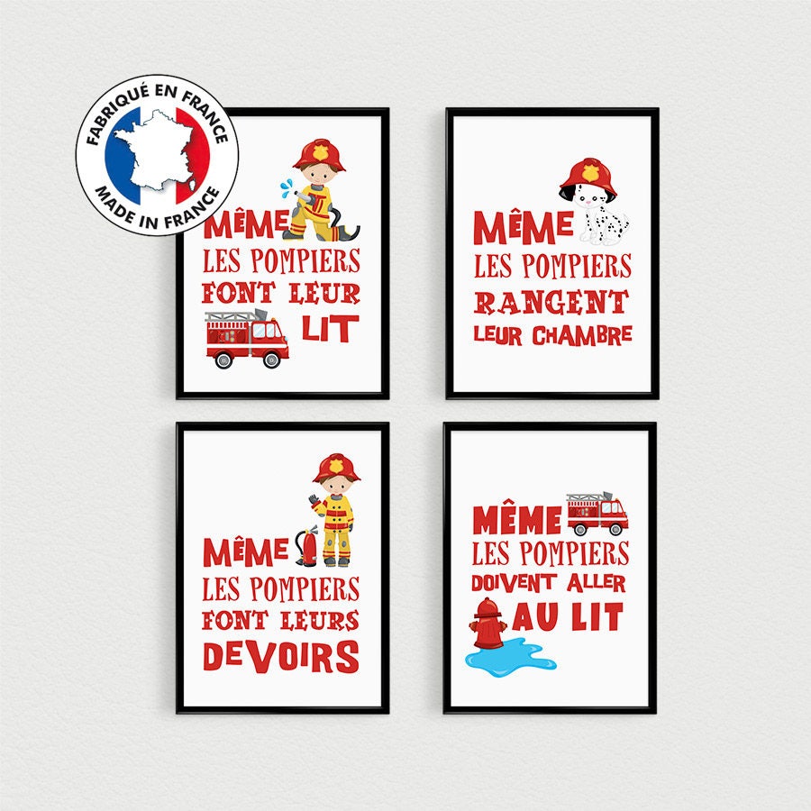Firefighter Posters With Citations In French For Children Etsy New Zealand