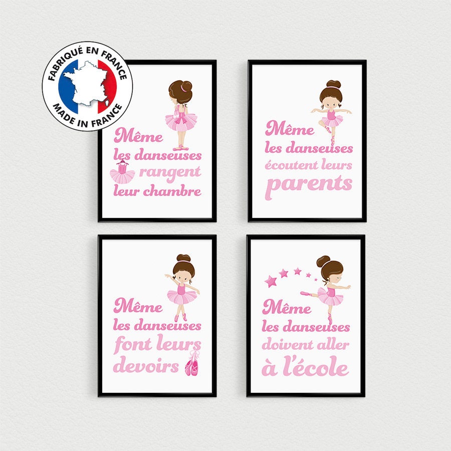 Affiches Citation en Français, Danseuse Étoile, Affiche Pour Fille, Esprit Scandinave Humour Rose, D
