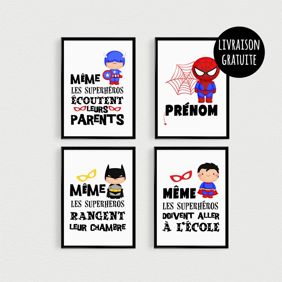 Even Superheroes Posters Quotes In French Decoration Etsy Even Superheroes Posters Quotes In French Decoration Etsy