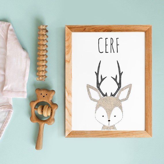Cadeau De Naissance Affiche Cerf Enfant Avec Citation En Etsy