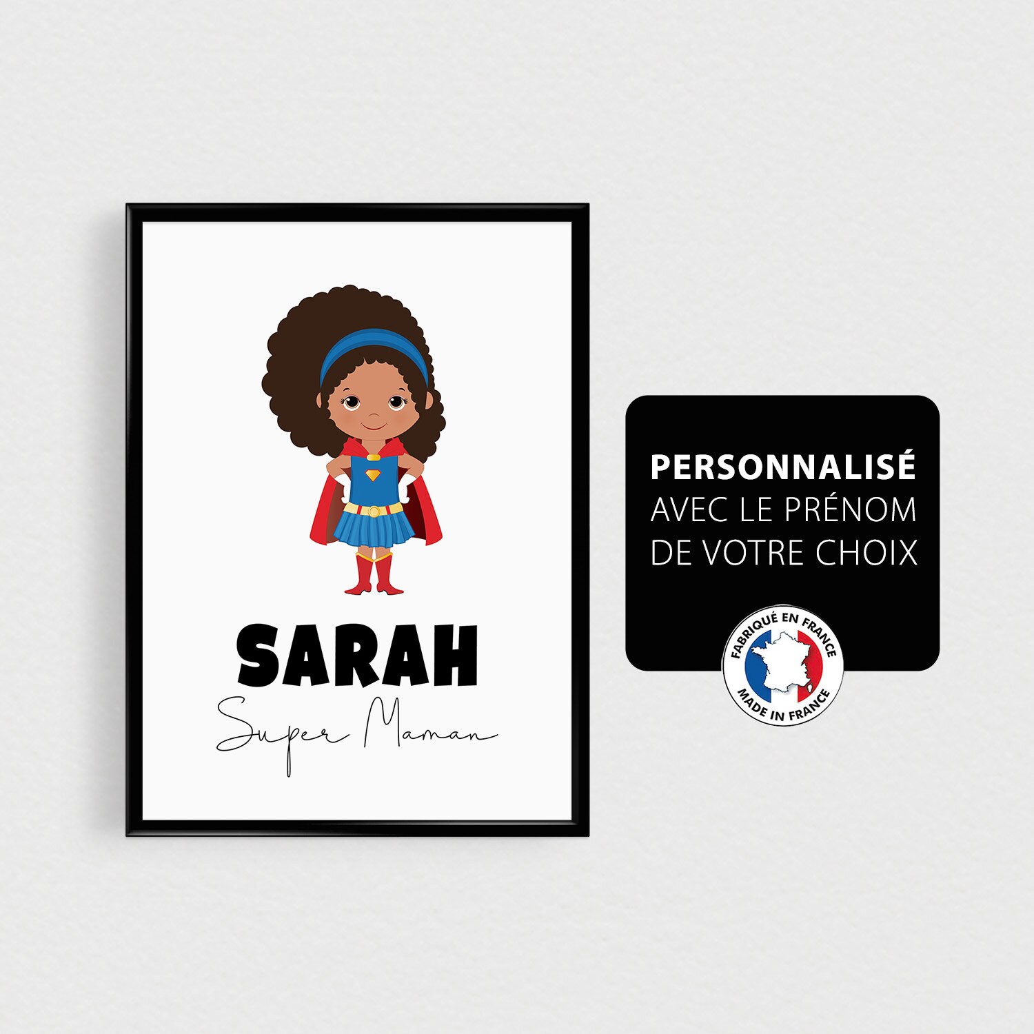 Cadeau Fête Des Mères Personnalisé avec Une Super Maman, Affiche à Encadrer Un Héro, Personnalisable