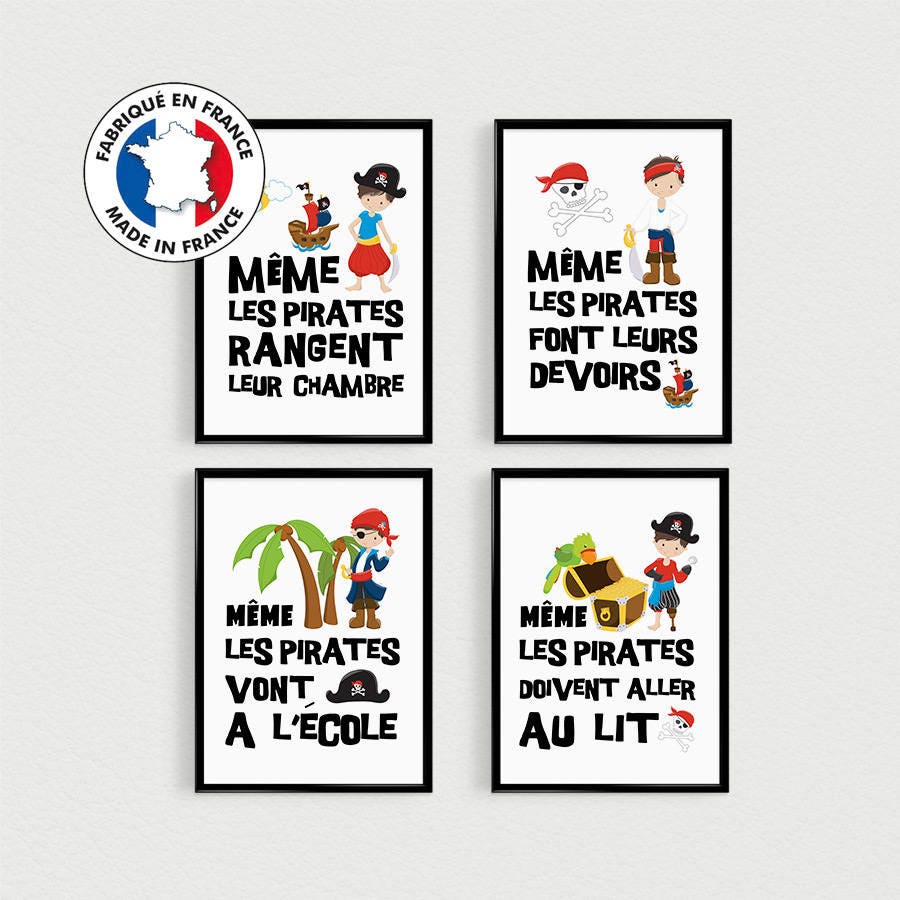 Affiche Citation Petits Pirates Pour Chambre d'enfant, Affiche Décoration Enfant