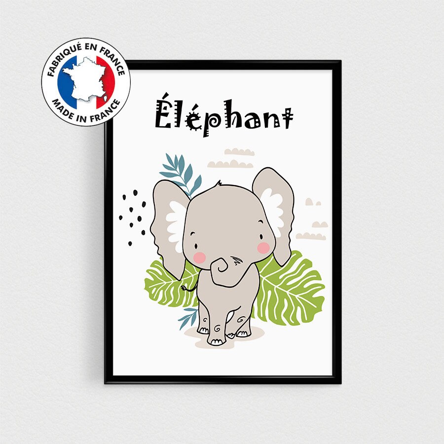 Décoration Chambre d'enfant Tropicale, Affiche Citations en Français d'animal | Éléphant, Pour Nurse