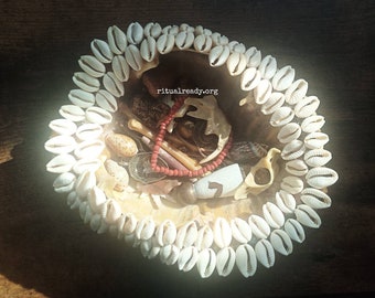 Bone Throwing Turtle Shell Cowrie Altar Offering Bowl