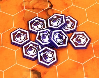 Set of 10 double-sided acrylic Mana tokens compatible with the MotU Battlegrounds miniatures game