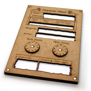 Set of control trays for the character sheet compatible with HeroQuest.