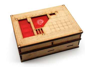 MDF Organizer Box with Acrylic Template for SC TMG Miniatures Game for Tokens, Cards and Dice