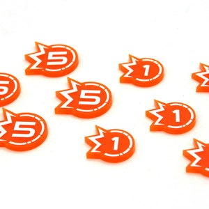 Set of damage tokens 1 and 5 compatible with SW Shatterpoint