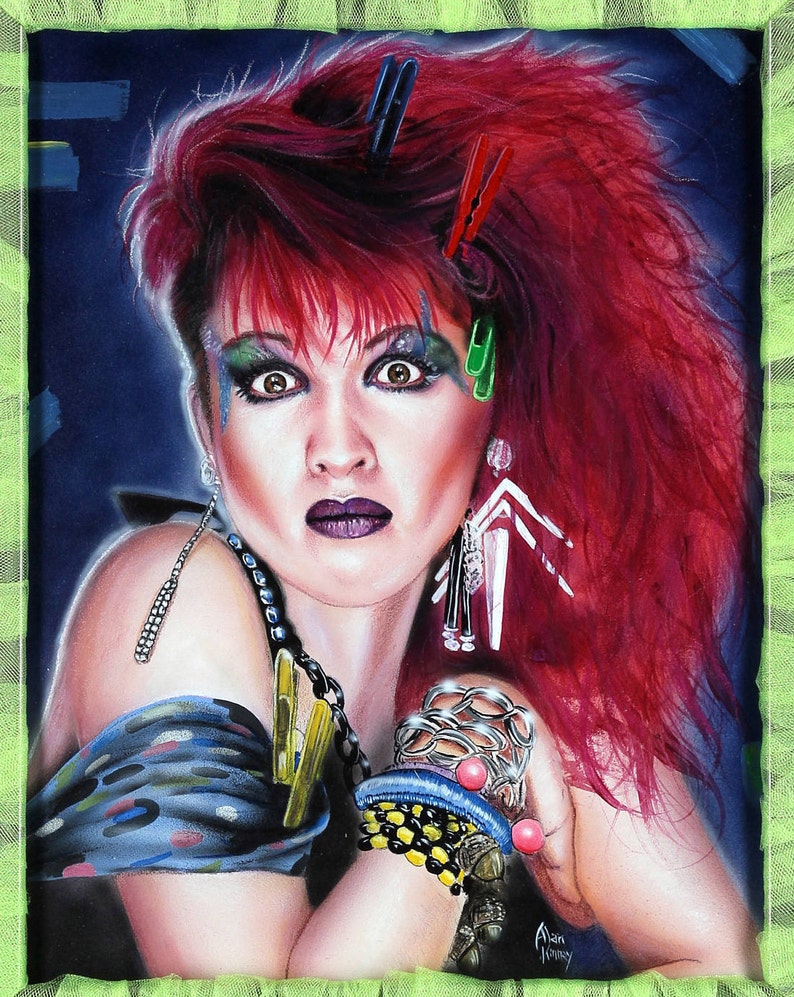 Original Cyndi Lauper Painting with Custom Frame 20x23 Etsy