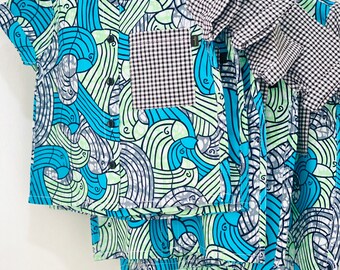 Ankara et Gingham chemise / chemise à imprimé africain pour les garçons / chemise Fela par Mommadeuk 1-5 ans