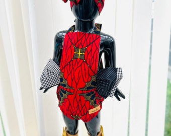 Ankara baby romper , wax print baby romper ,birthday / cake smash outfit / romper , gingham and wax print 0- 4 yrs