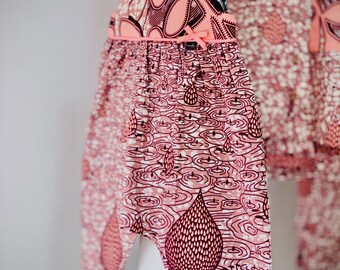 Mixed Ankara jumpsuit for girls  / African print romper for girls / Omi Jumpsuit by Mommadeuk 6-9m / peach and brown