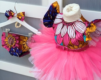 My african princess special “NIA” dress with bow and bloomers / Mommadeuk / made to order / flower girl Dress /
