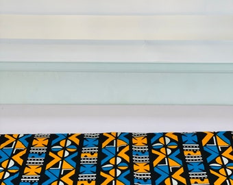 African print fabric / kitenge / wax print fabric / Mommadeuk / Afrocentric turqs and yellow / 83