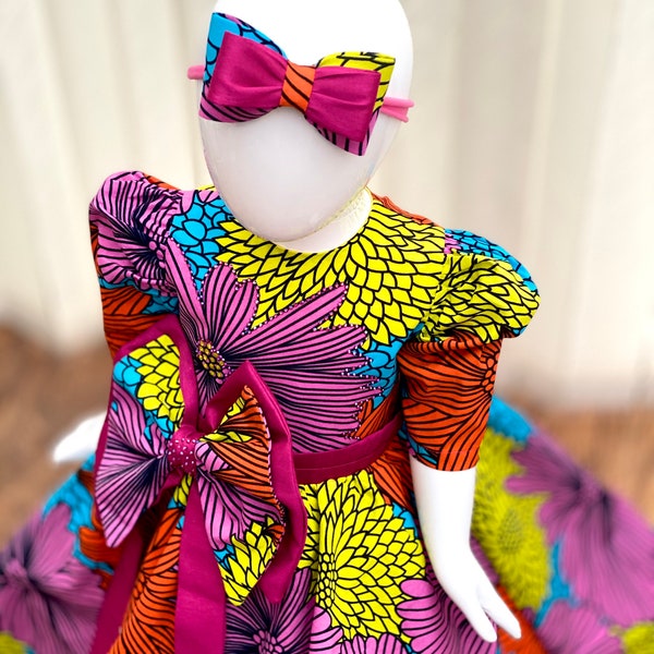 Robe de bal bébé Ankara / Ma robe spéciale princesse africaine « Camille » / faite sur commande / Fille fleur Robe / robe de bal